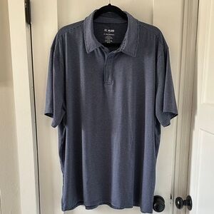 ALGO Men's Navy Micro-Stripe Polo Shirt